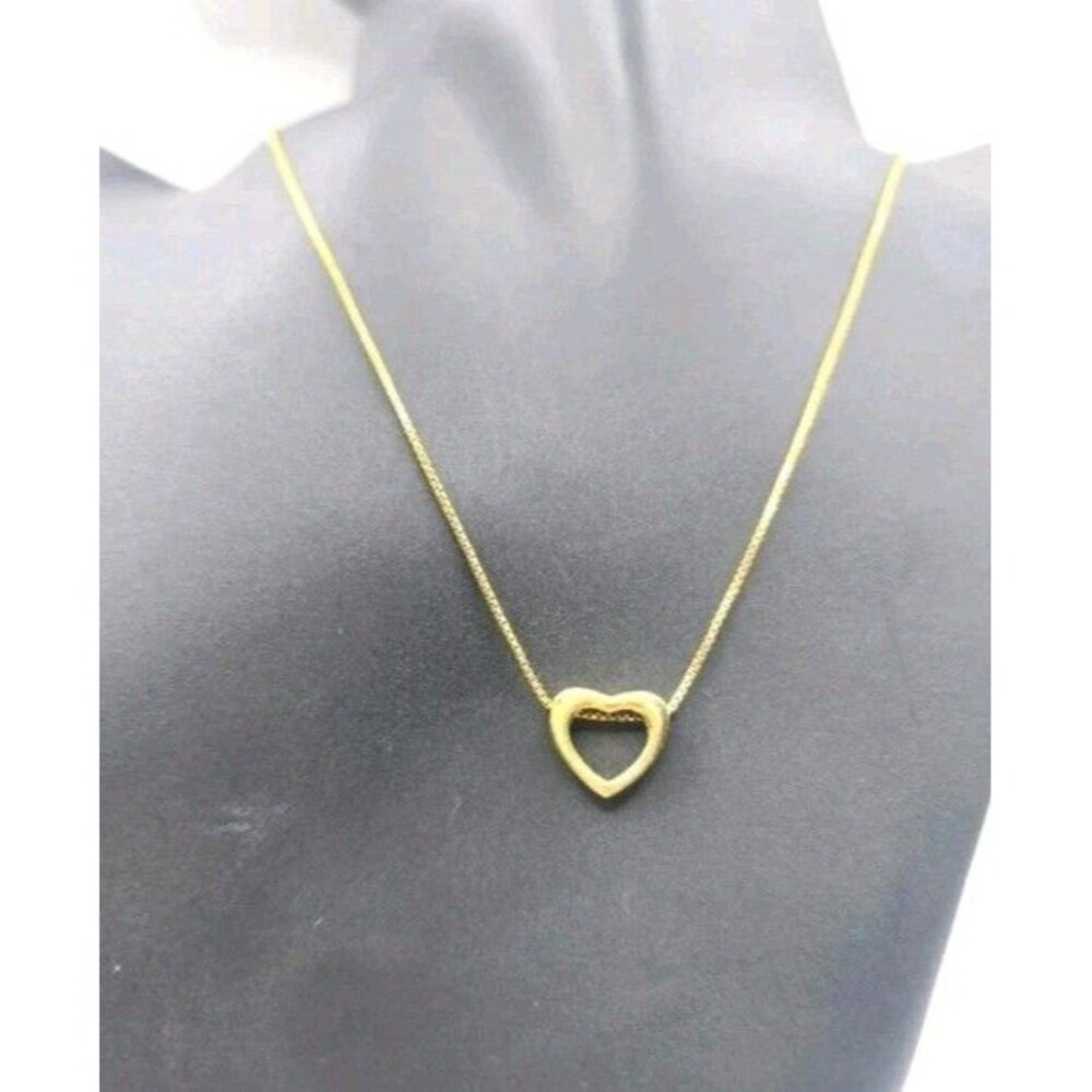 925 Dyadema Italy Gold Plated 3D Sliding Heart Pendant Necklace